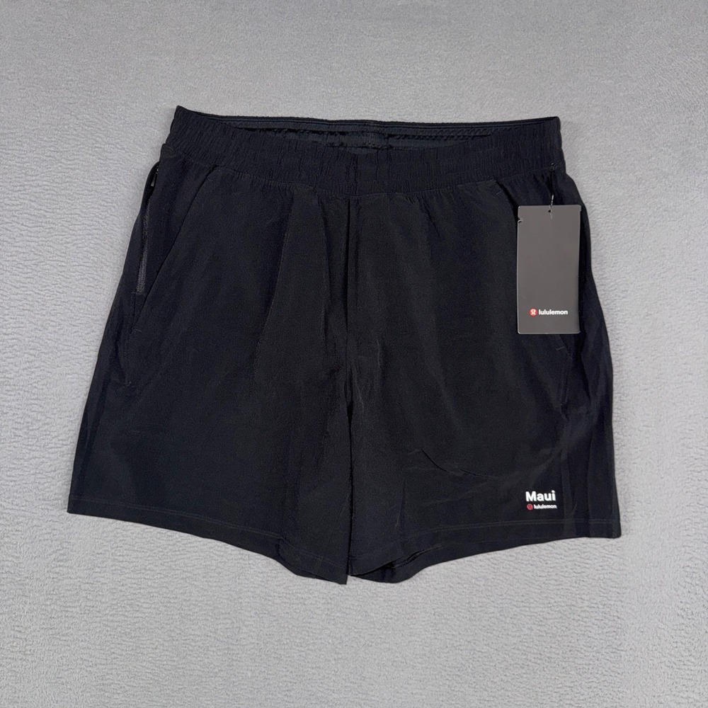 Lululemon Pace Breaker Shorts Mens Large Black Maui Graphic 7 Inch Inseam NWT